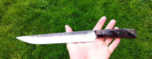 Couteau de cuisne forgée en c130 manche en hybride bois / résine