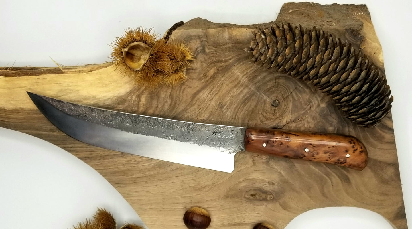 Couteau de cuisine lame forgée en C130 manche en thuya du Maroc