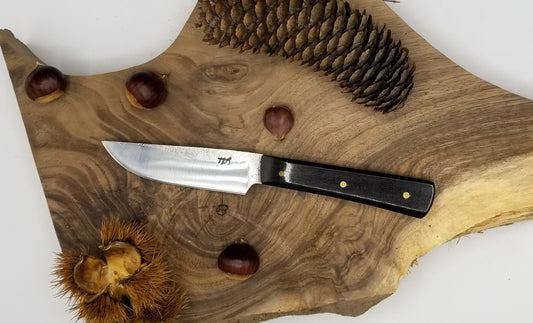 Couteau de table avec lame forgée 100cr6 manche en ébene